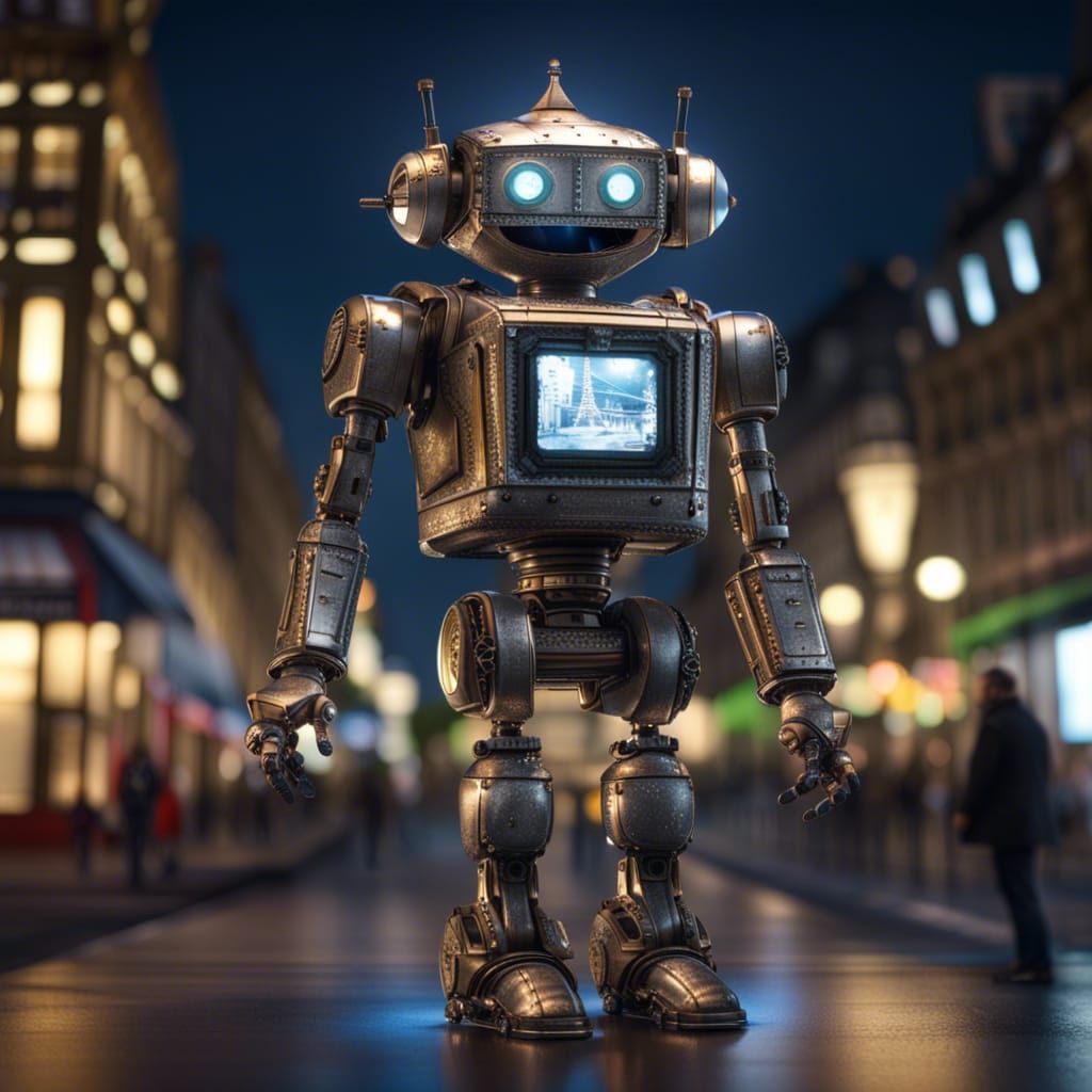 Eiffel Tower Transformed into a Giant Smiling Robot