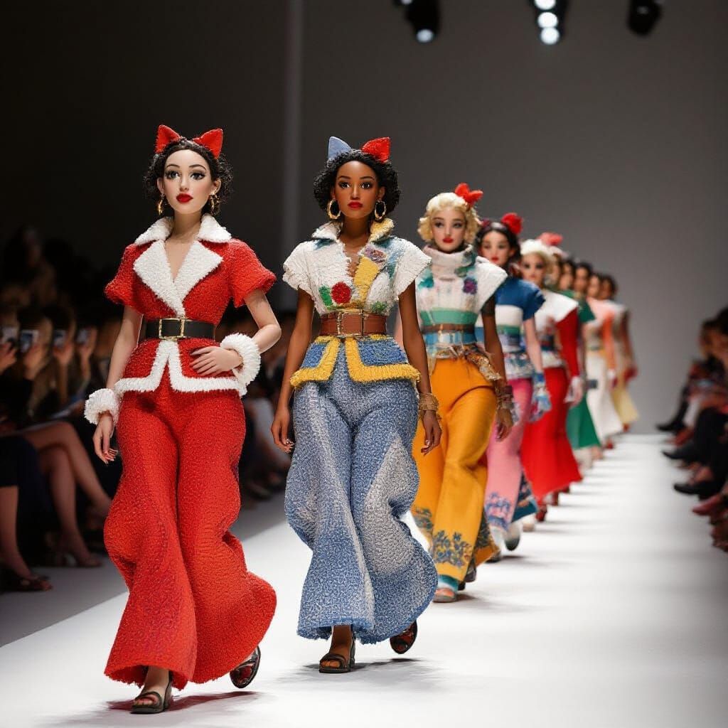 Clay Figure Fashion Show on Catwalk