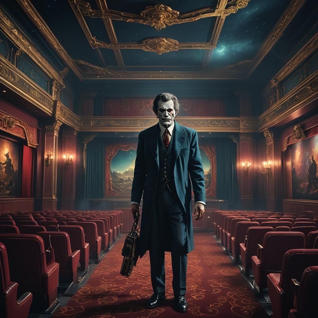 Surreal 1990s Cinema Palace in a Dreamlike Atmosphere