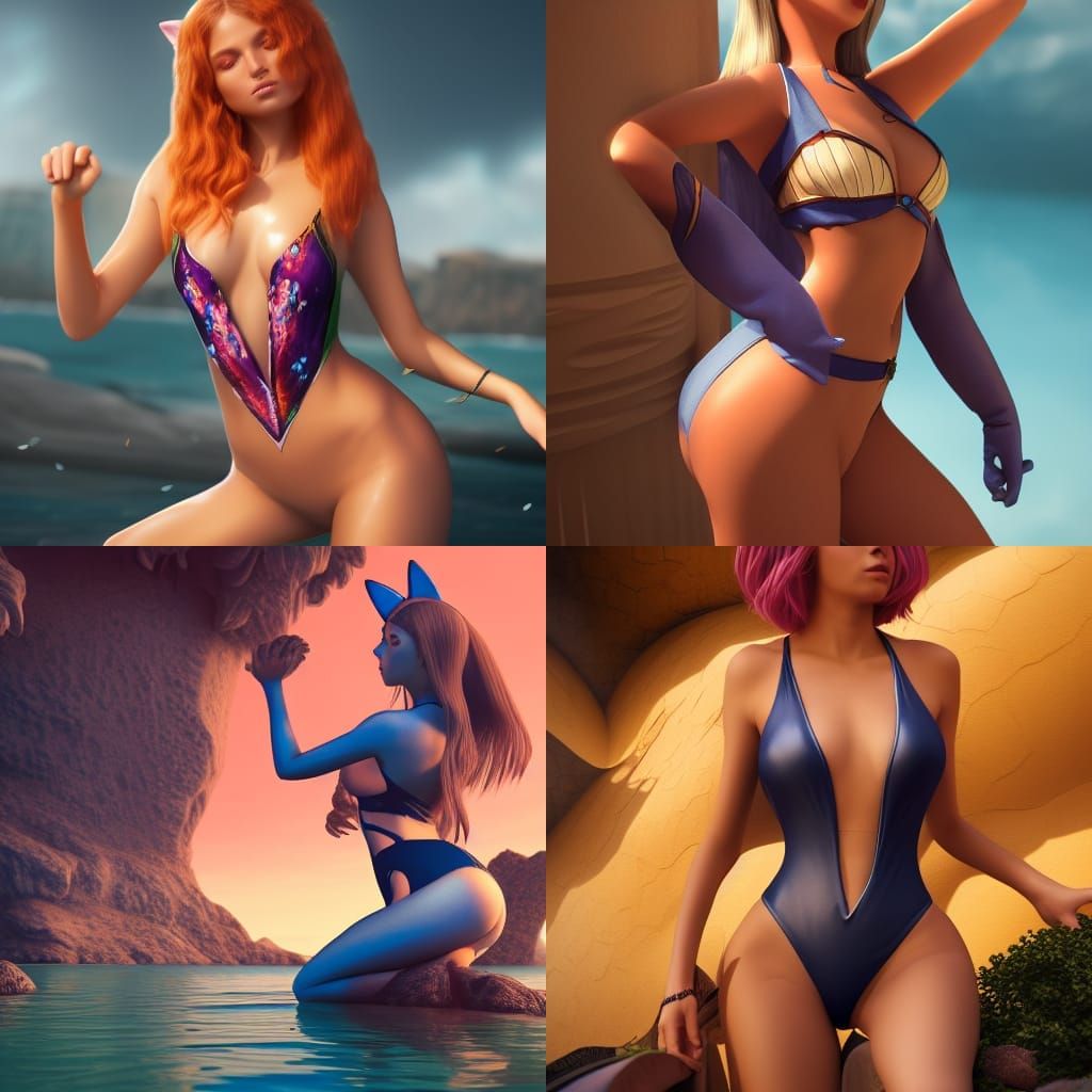 Cat Girl in Vibrant Fantasy Setting