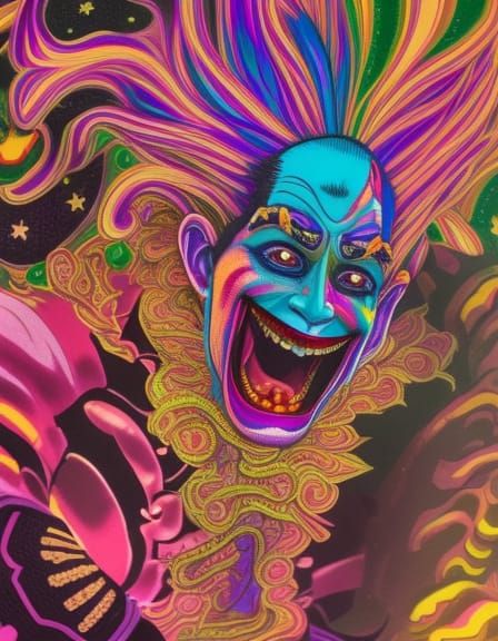 Vibrant Cosmic Clown in Kaleidoscopic Nebula