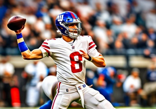 Daniel Jones New York Giants Quarterback in Hyperrealistic P...
