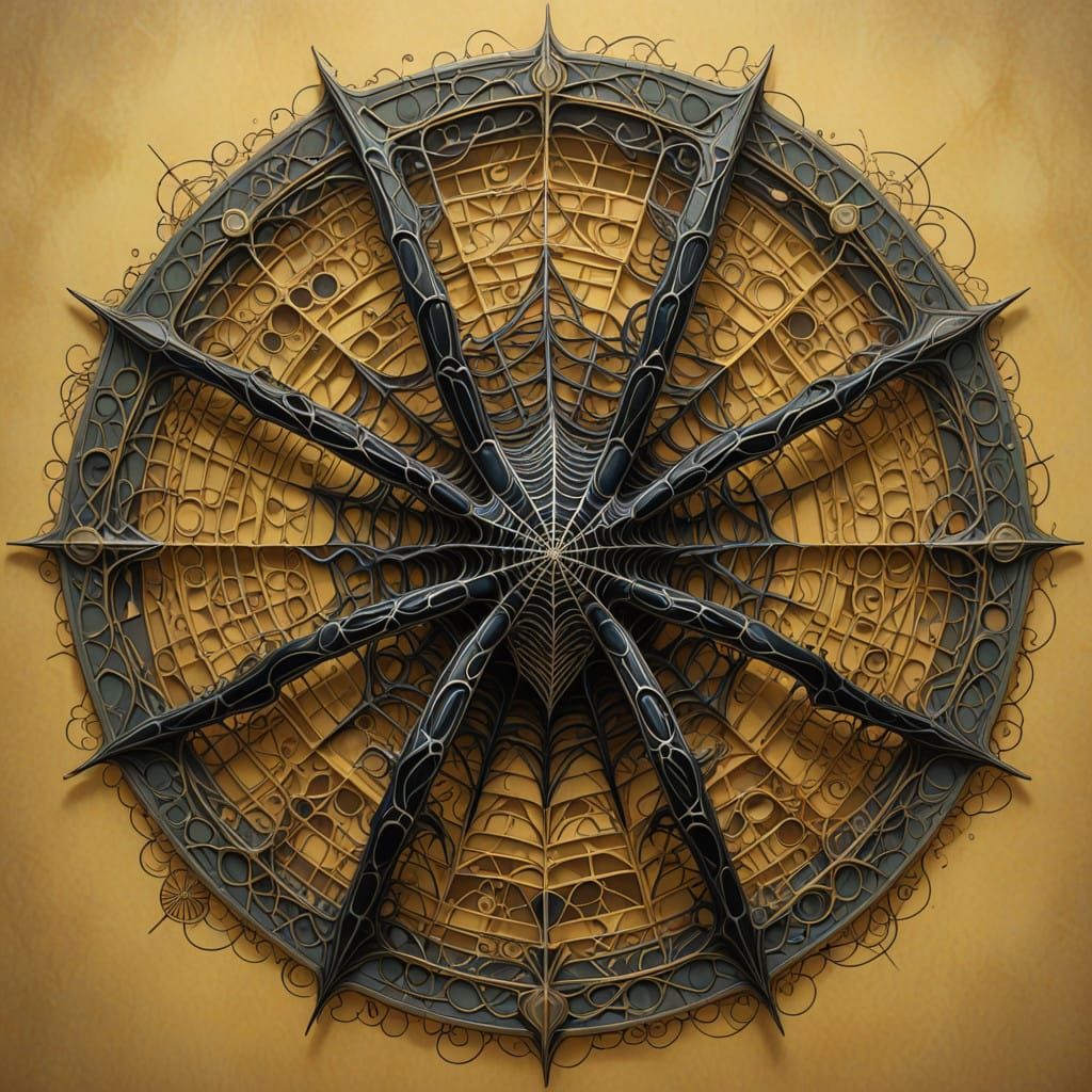 Ethereal Spider Crawls on Glowing Web with Mathematical Equa...