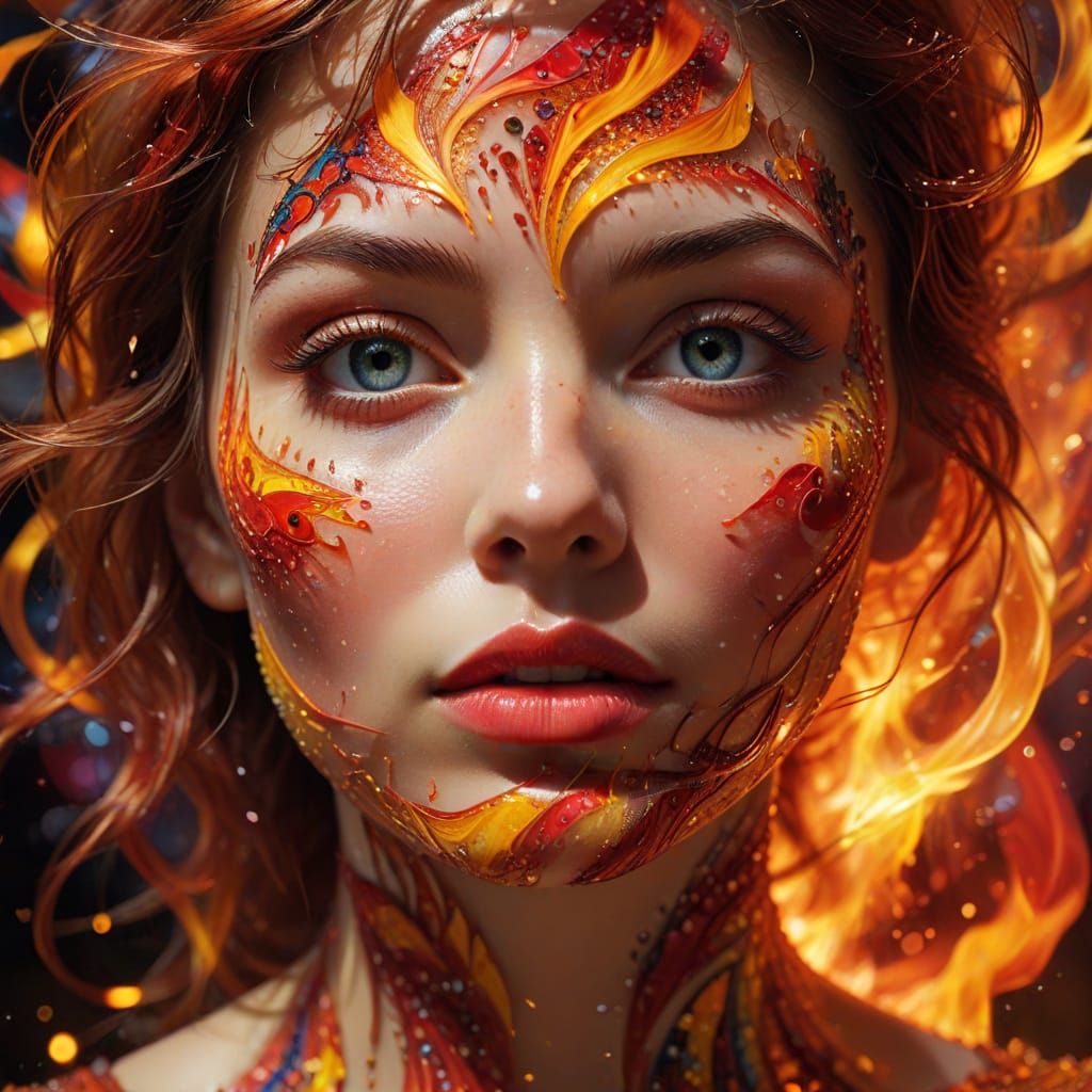 Hyperrealistic Geometric Abstract Art: Blazing Vortex of Lig...