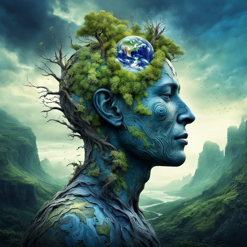 Ethereal Earth Figure: A Hyperrealistic Digital Artwork