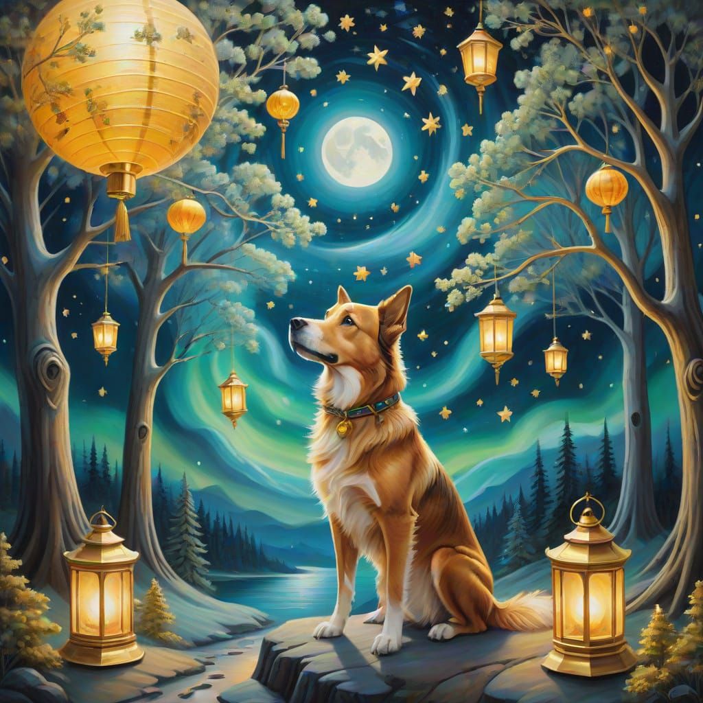 Enchanted Woodland Scene in Whimsical Oil Painting Style