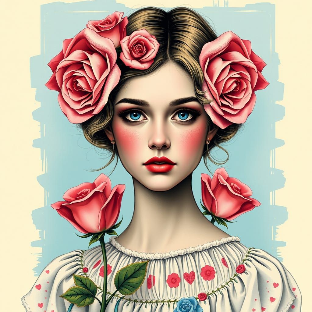 Lady Rose in Vibrant Pop Art Style