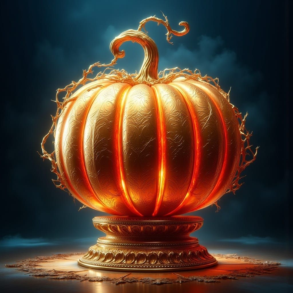 Luxurious Golden Pumpkin Trophy