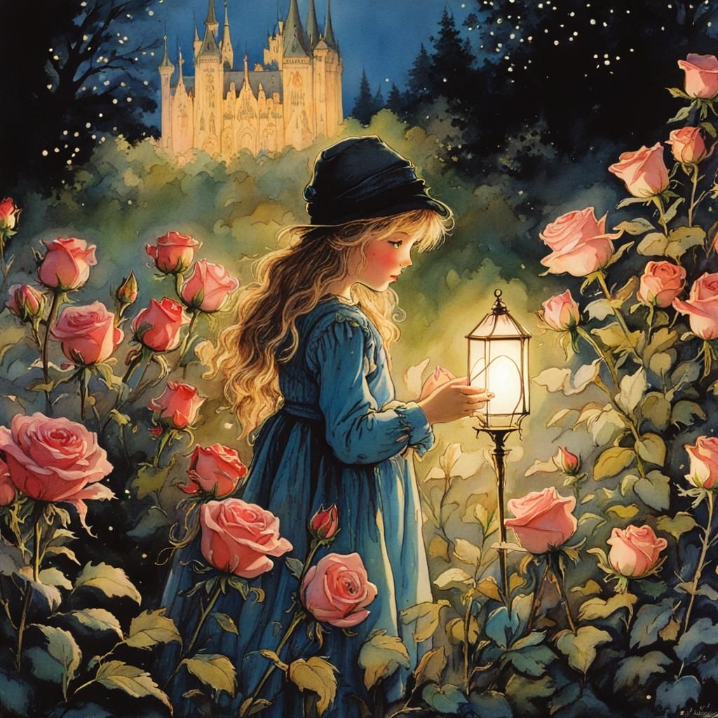 Enchanted Pixy in a Whimsical Garden Evening