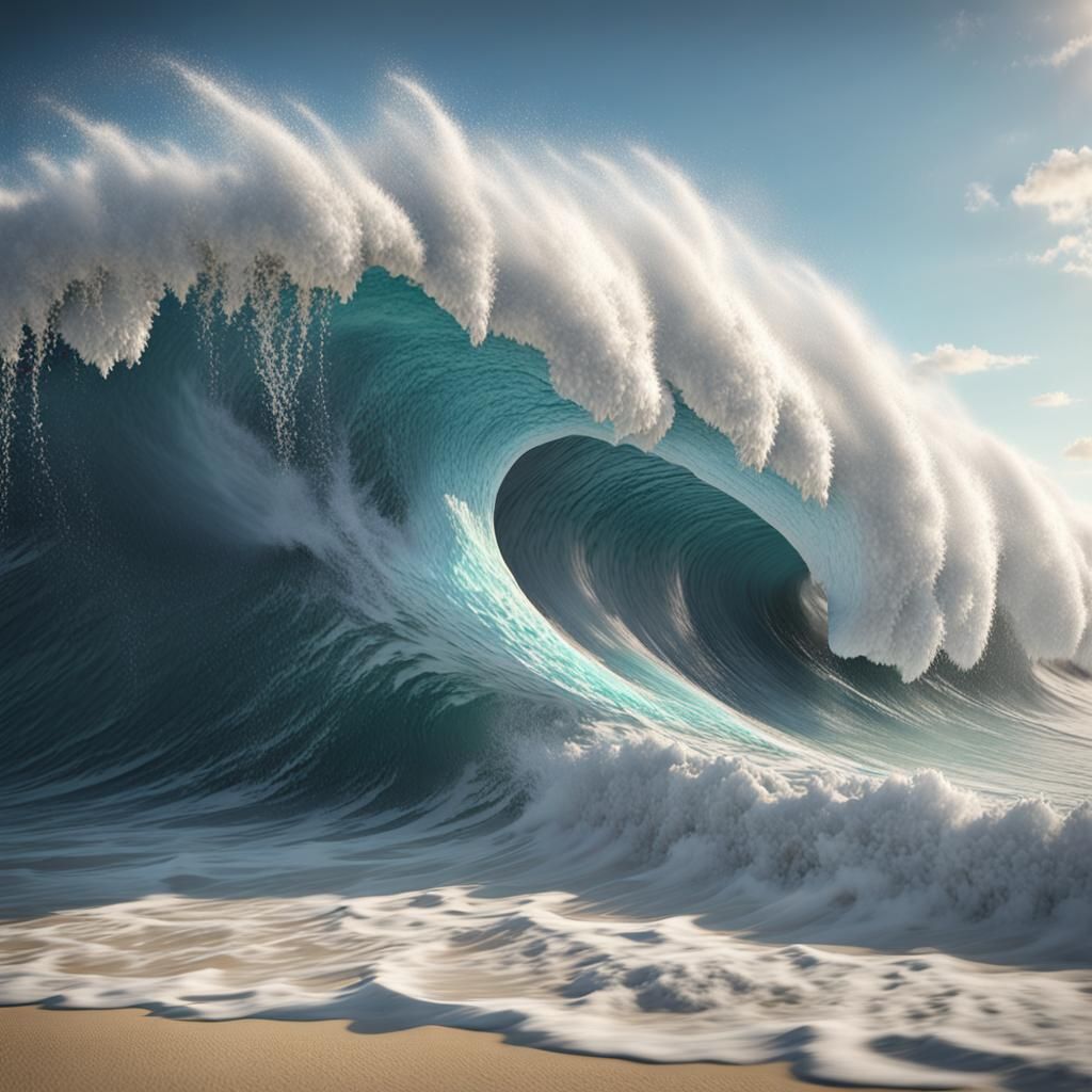Epic Oceanic Scene with Dolphin-Shaped Wave Formations