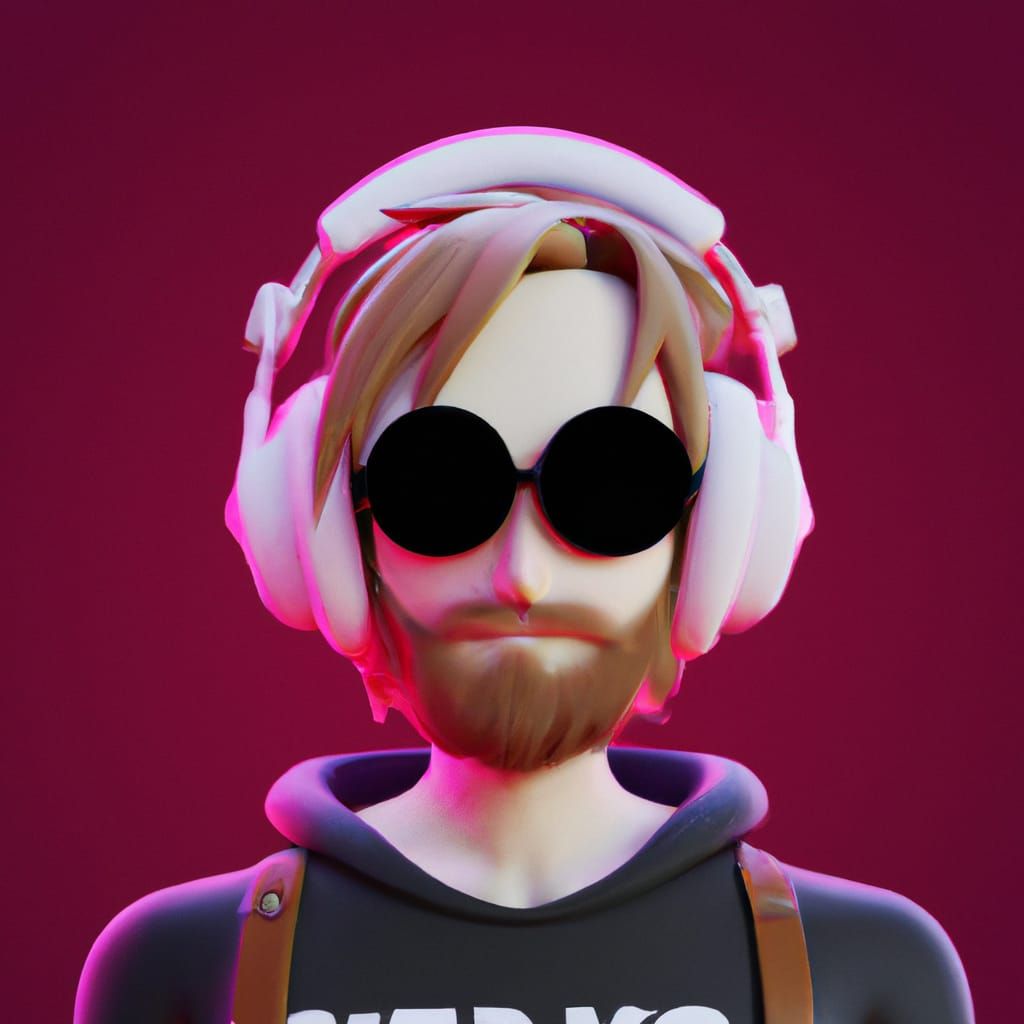 Digital Portrait of PewDiePie in a Dark Pink Hues Artwork