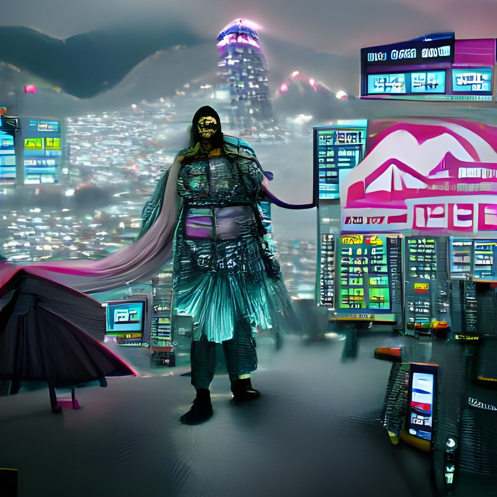 Tokyo Cityscape by Night with Celestial God