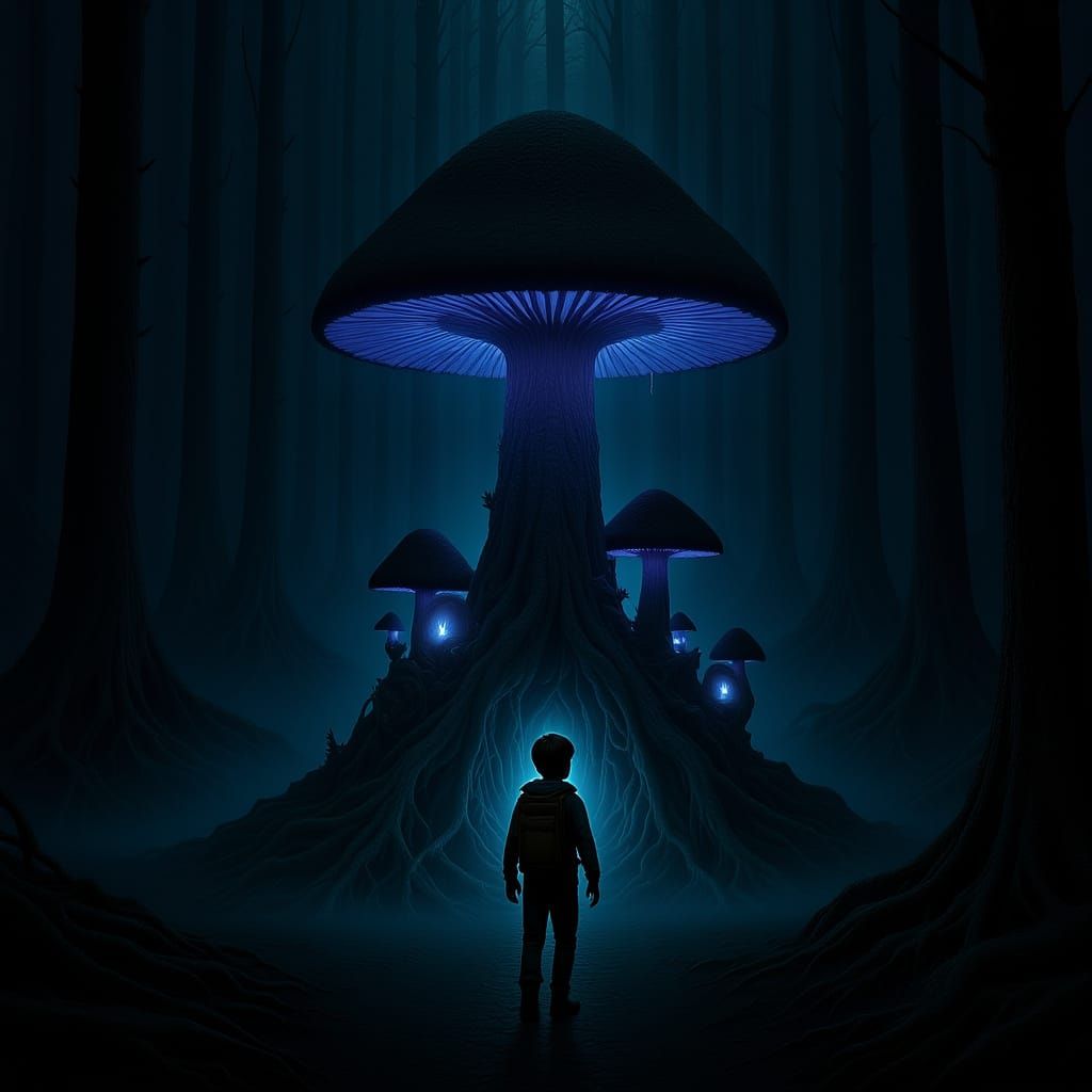 Explorer Discovers Hidden Mushroom Village in Digital Painti...