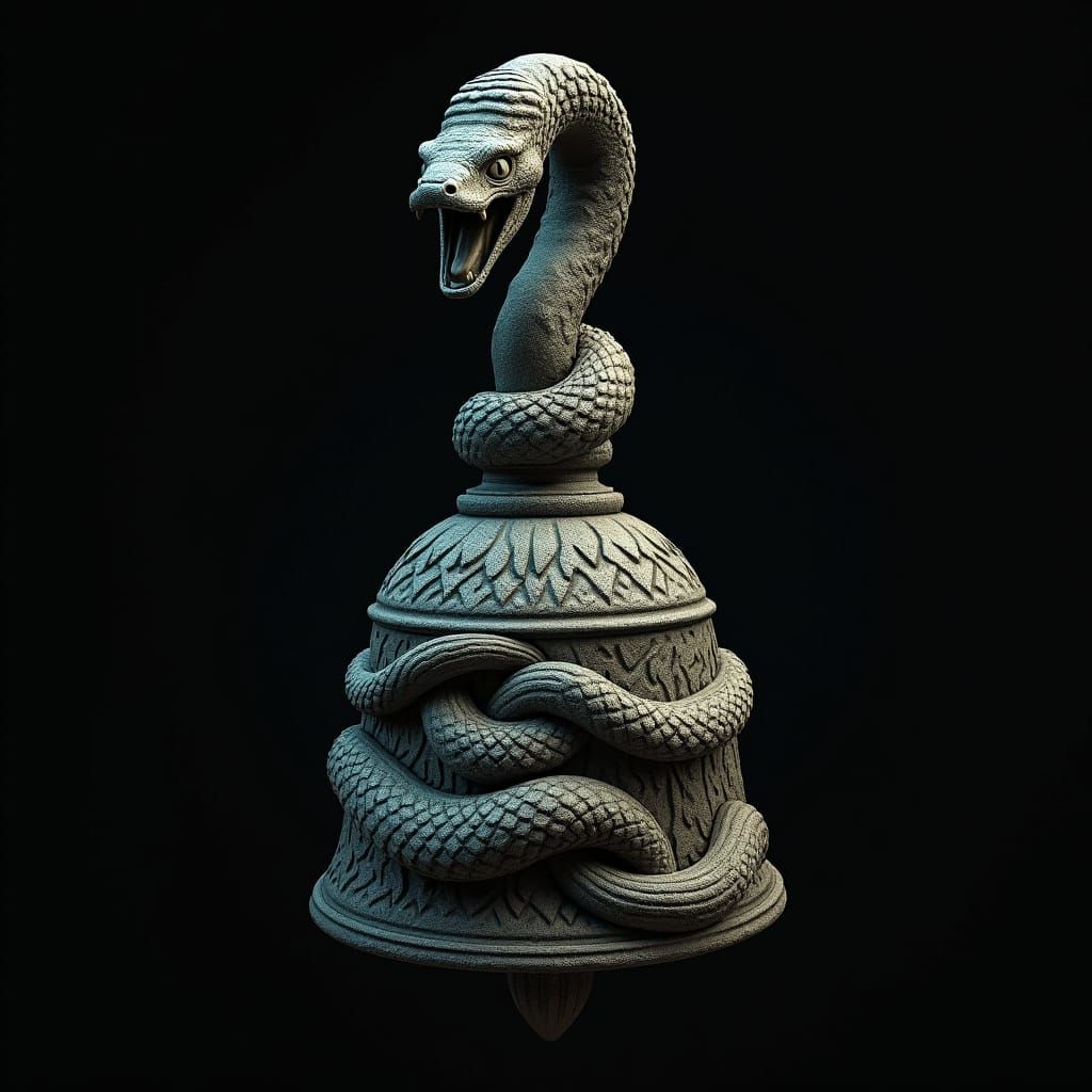 Surreal Fantasy Handbell with a Boa Constrictor Handle
