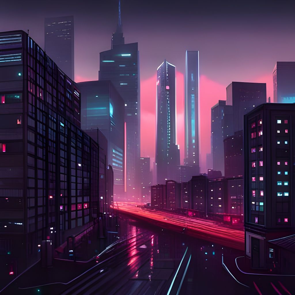 Neon Dreamscape in the Rain