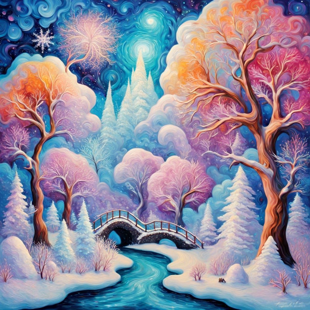 Spectralized Winter Wonderland in Neon Astral Dreams
