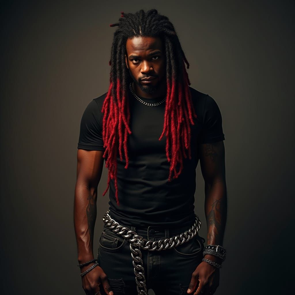 Moody Rock Icon in Fiery Dreadlocks