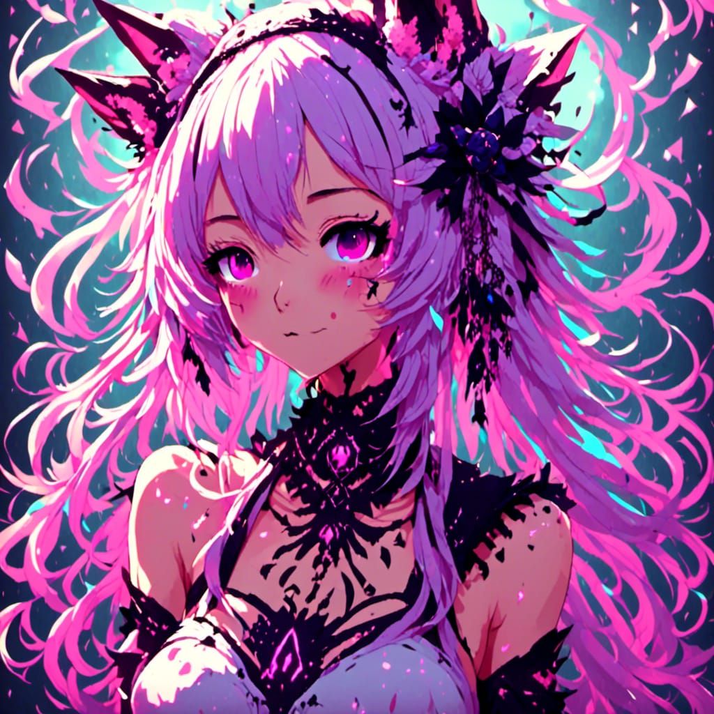 Kawaii Neko Demon Girl in Anime Style Borderlands