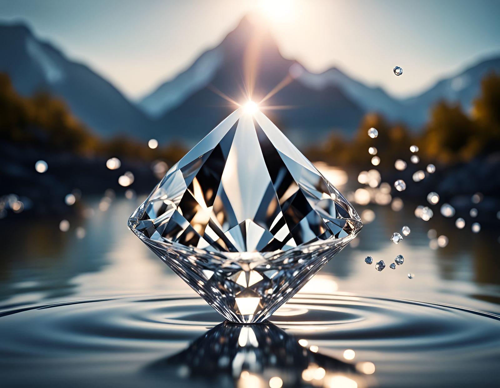 Diamond Water Droplet in a River of Diamonds