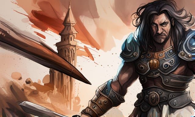 Detailed Watercolor of a Goliath Barbarian in DnD Style