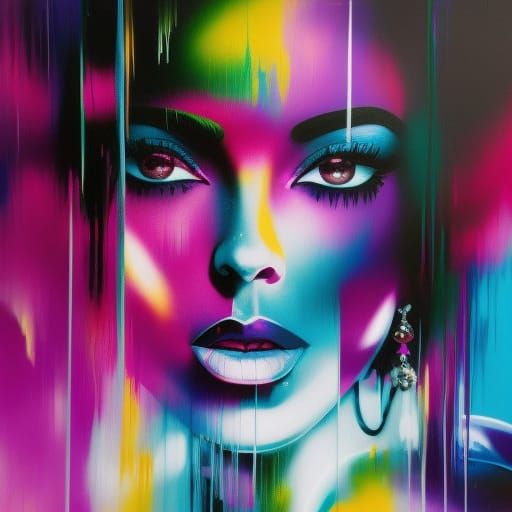 Purple Victorian Siren in Graffiti Style