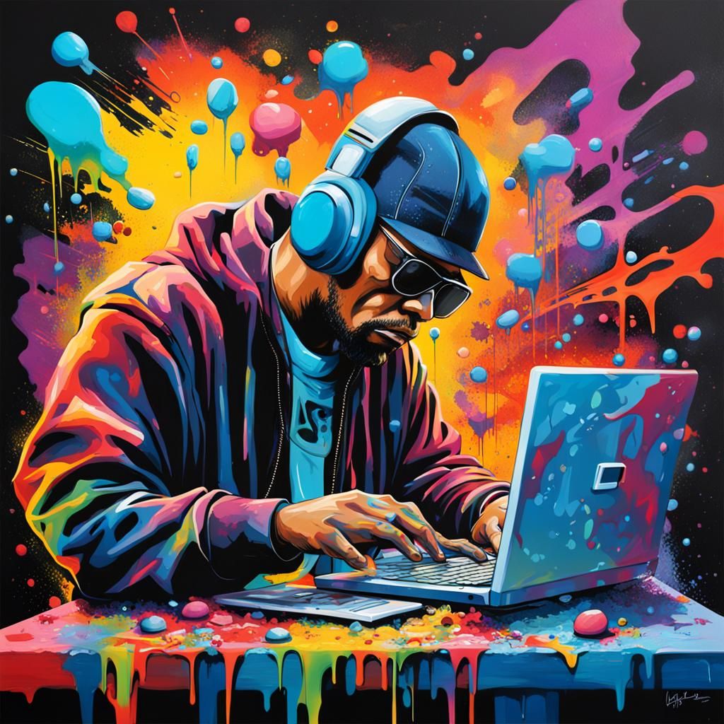 Man Lost in Cyberspace Graffiti Art