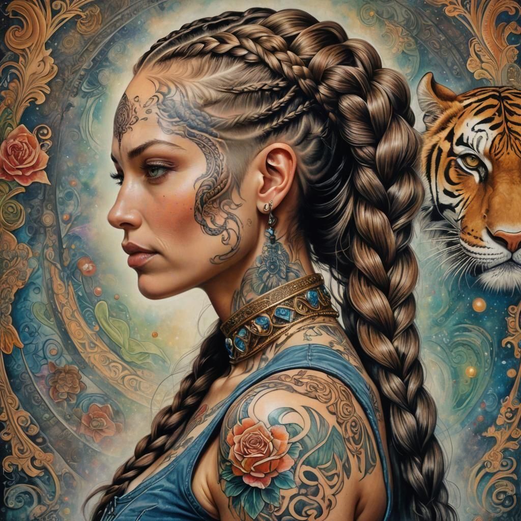 Futuristic Tattooed Goddess in High Fashion