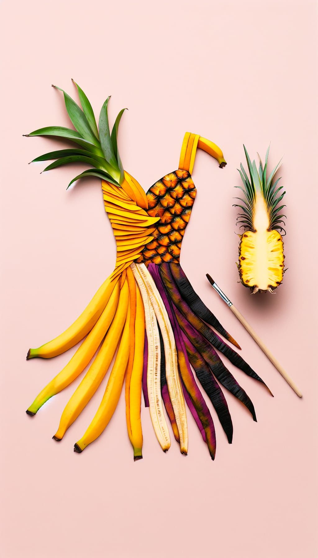 Exotic Tropical Dress Made from Banana and Pineapple Fabrics