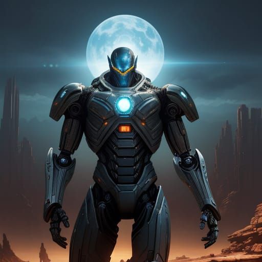 Robotic Alien in Comic Book Style