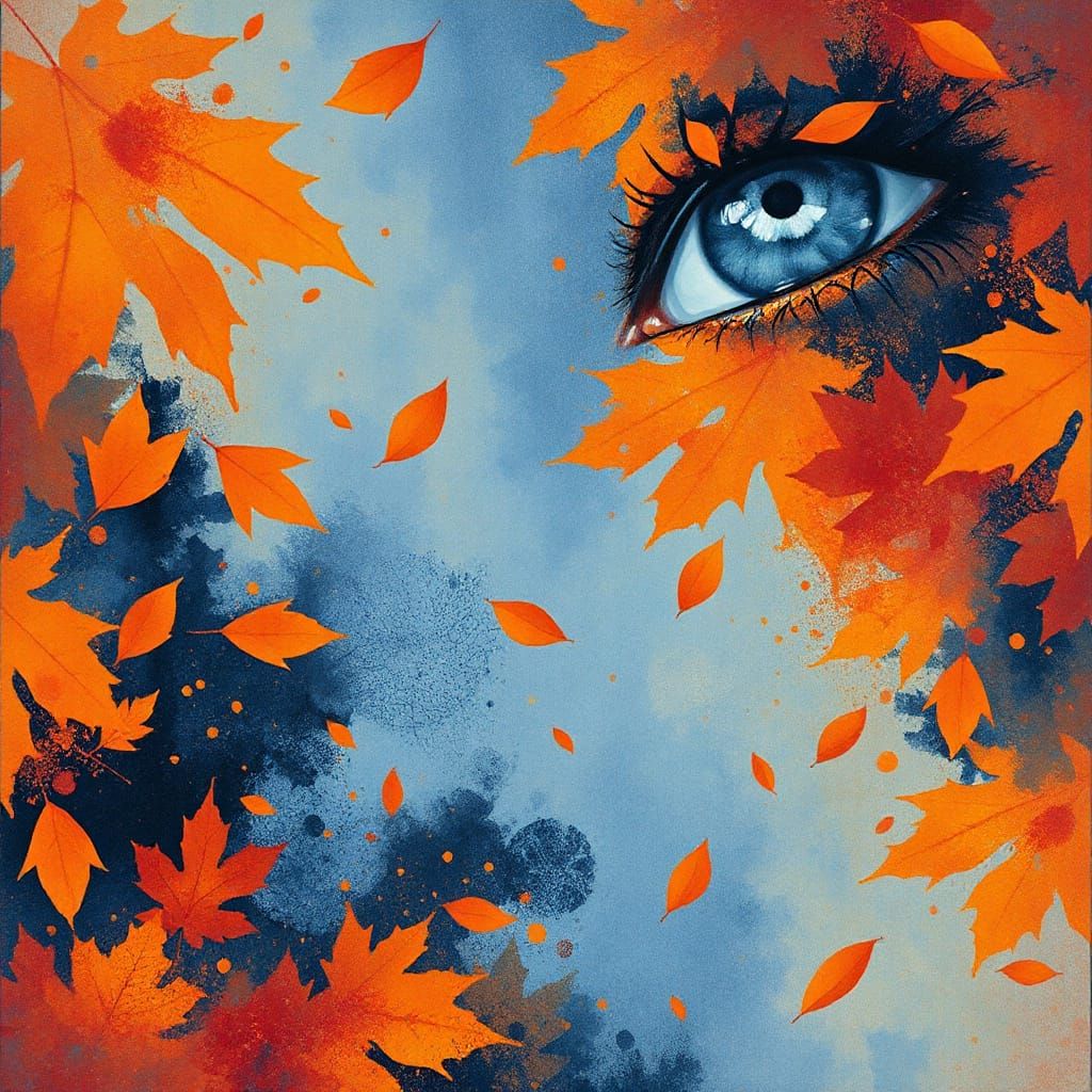 Abstract Surreal Autumnal Landscape in Auburn and Indigo