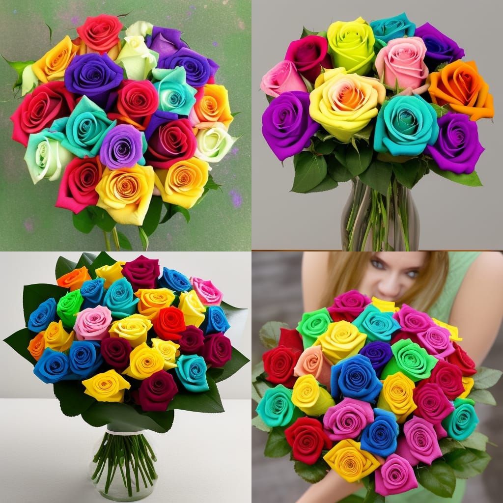 Vibrant Rainbow Rose Bouquet
