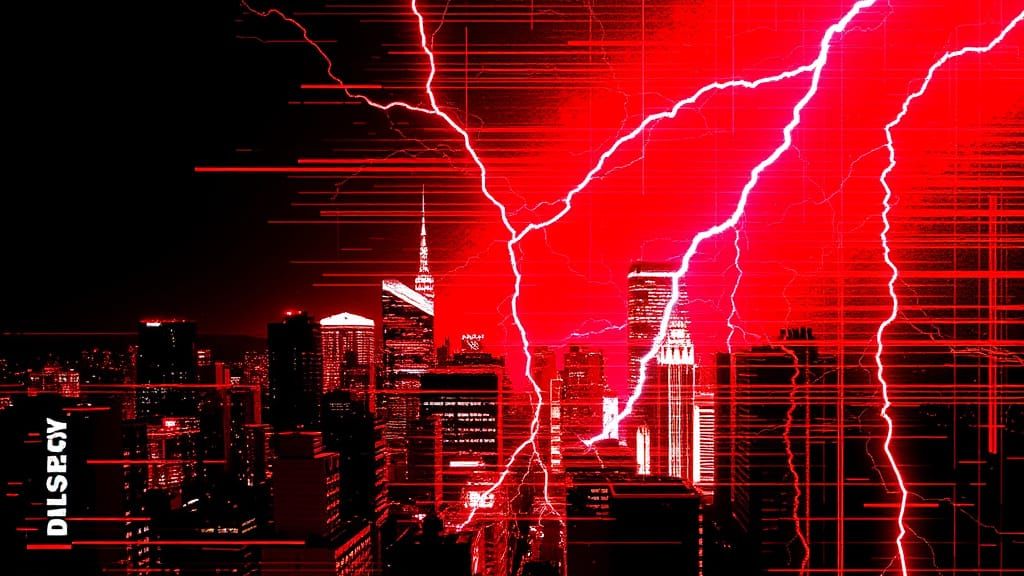 Glitch Art Cityscape with Digital Artifacts