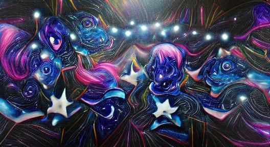 Galactic Whimsy in Vibrant Cosmic Colors