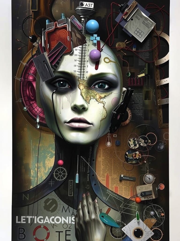 Dreamlike Watercolor Portrait of a Woman with Synaptic Detai...