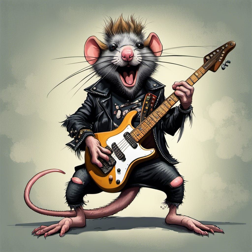 Punk Rock Rat Plays Electric Guitar