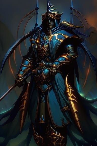 Epic Indigo Crow Warrior Portrait in Dark Fantasy Style