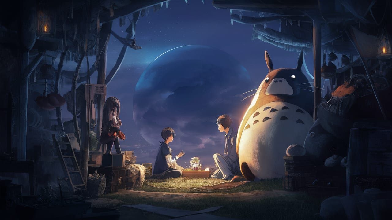 Dreamy Village Scene in Golden Hour with Wisteria Blooms