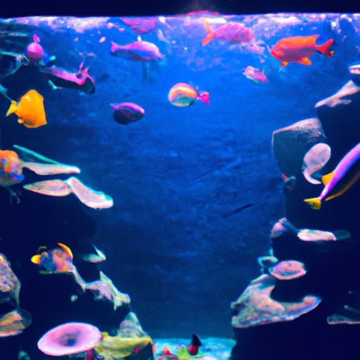 Vibrant Ocean Creatures Interact in an Underwater Scene