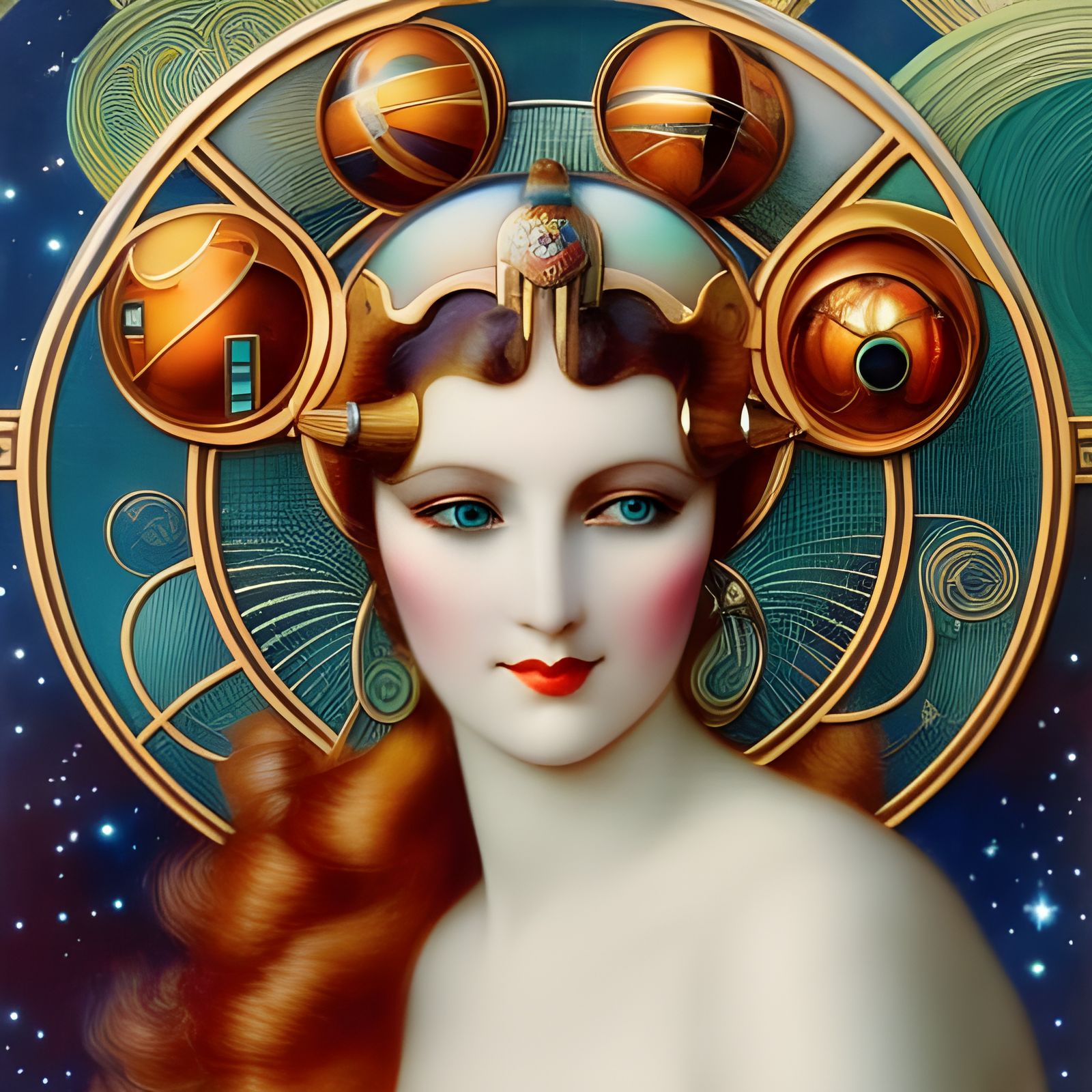 Retrofuturistic Metropolis: Art Nouveau Sci-Fi Illustration