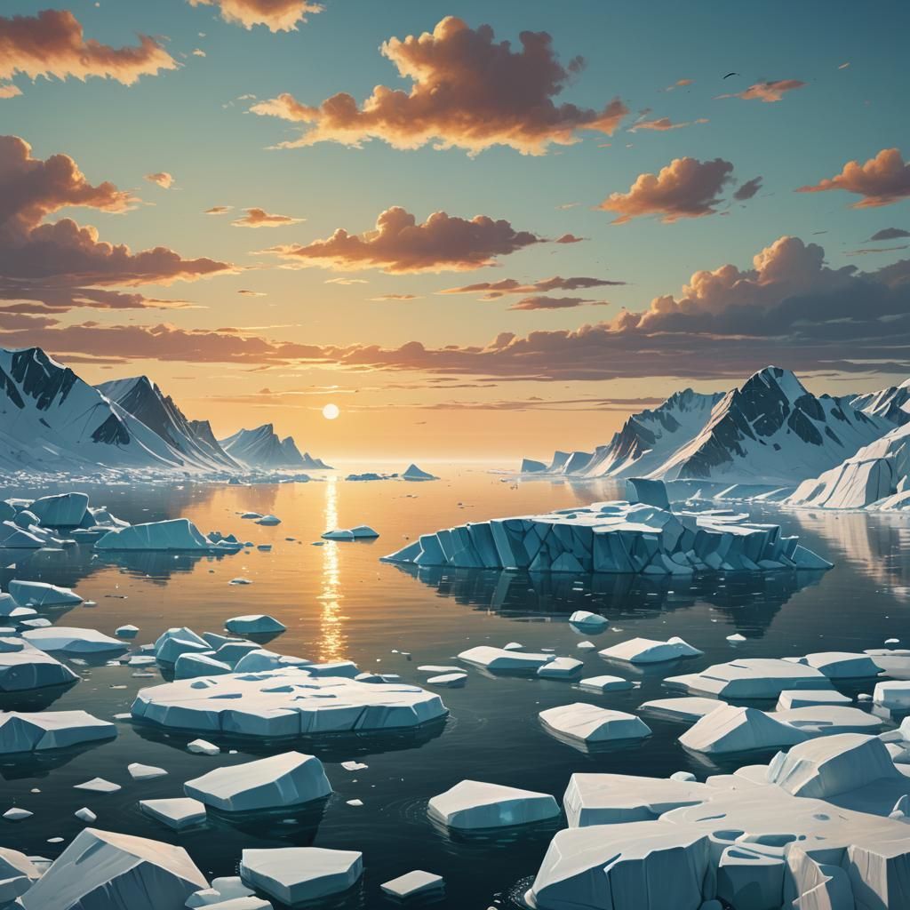 Crystal Clear Arctic Ocean in Vibrant Digital Matte Painting