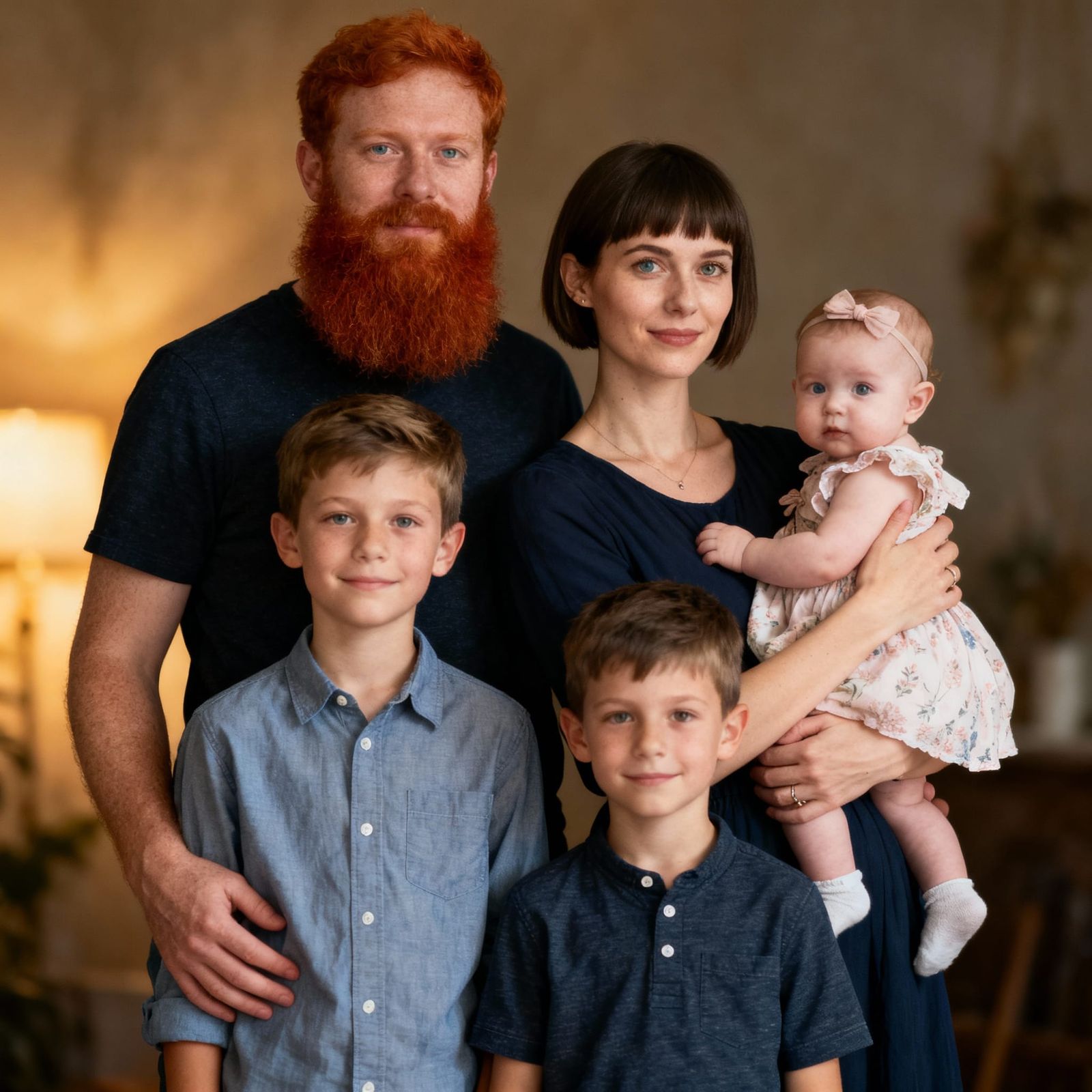 Photorealistic Family Portrait Studio Lighting