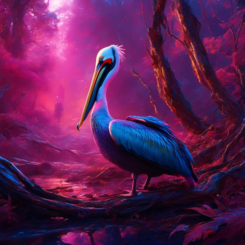 Luminous Murraypunk Mercurial Pelican Amidst Twisted Shipwre...