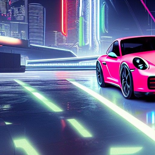 Porsche 911 in Cyberpunk Retro Futurism