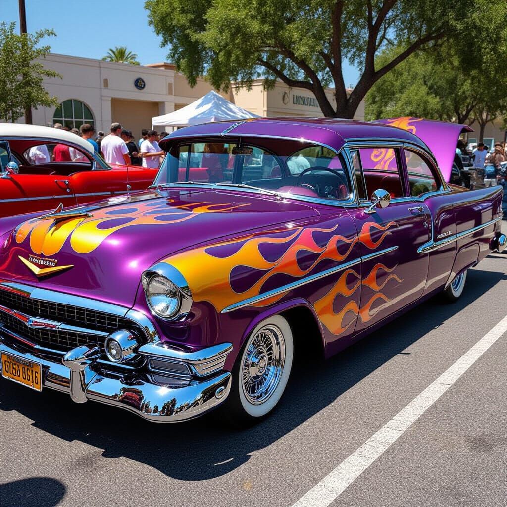 Lowrider Car with Custom Flame Paint