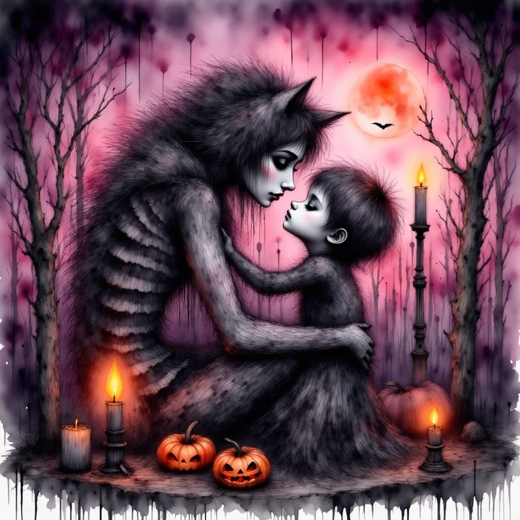 Whimsical Halloween Tiger Creature in Dreamscape Style