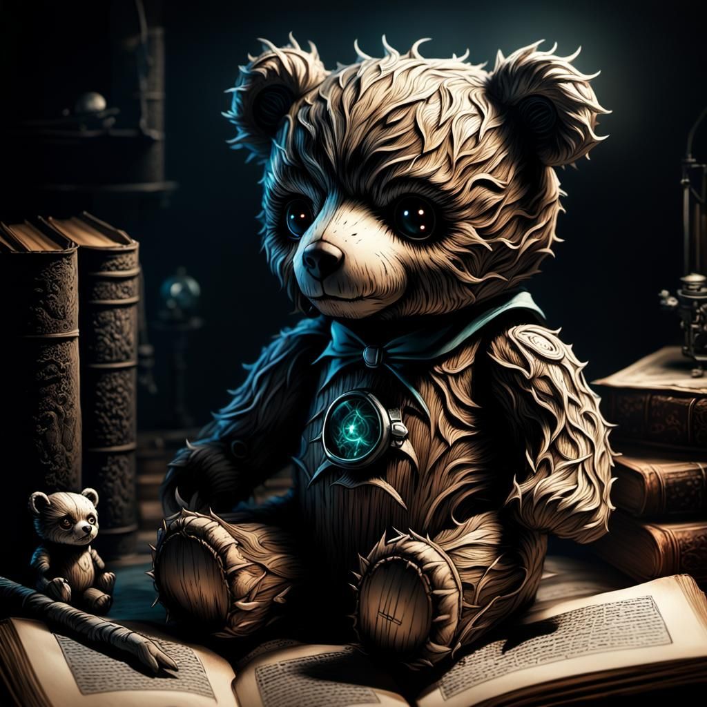Eerie Lovecraftian Teddy Bear in a Dark Nursery