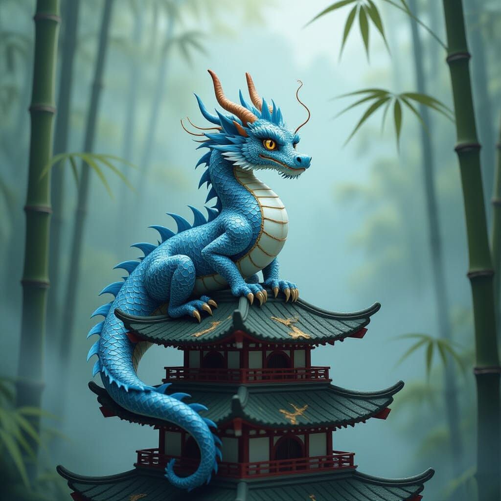 Porcelain Dragon with Floral Scales in Renaissance Style