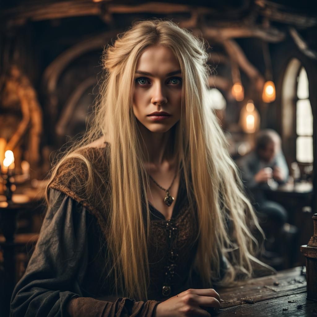 Mysterious Lovecraftian Girl in Apocalyptic Tavern