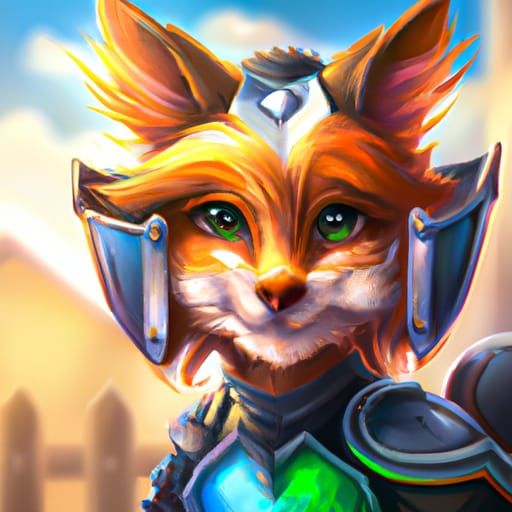 Vibrant Chibi Fox in Knights Armor Concept