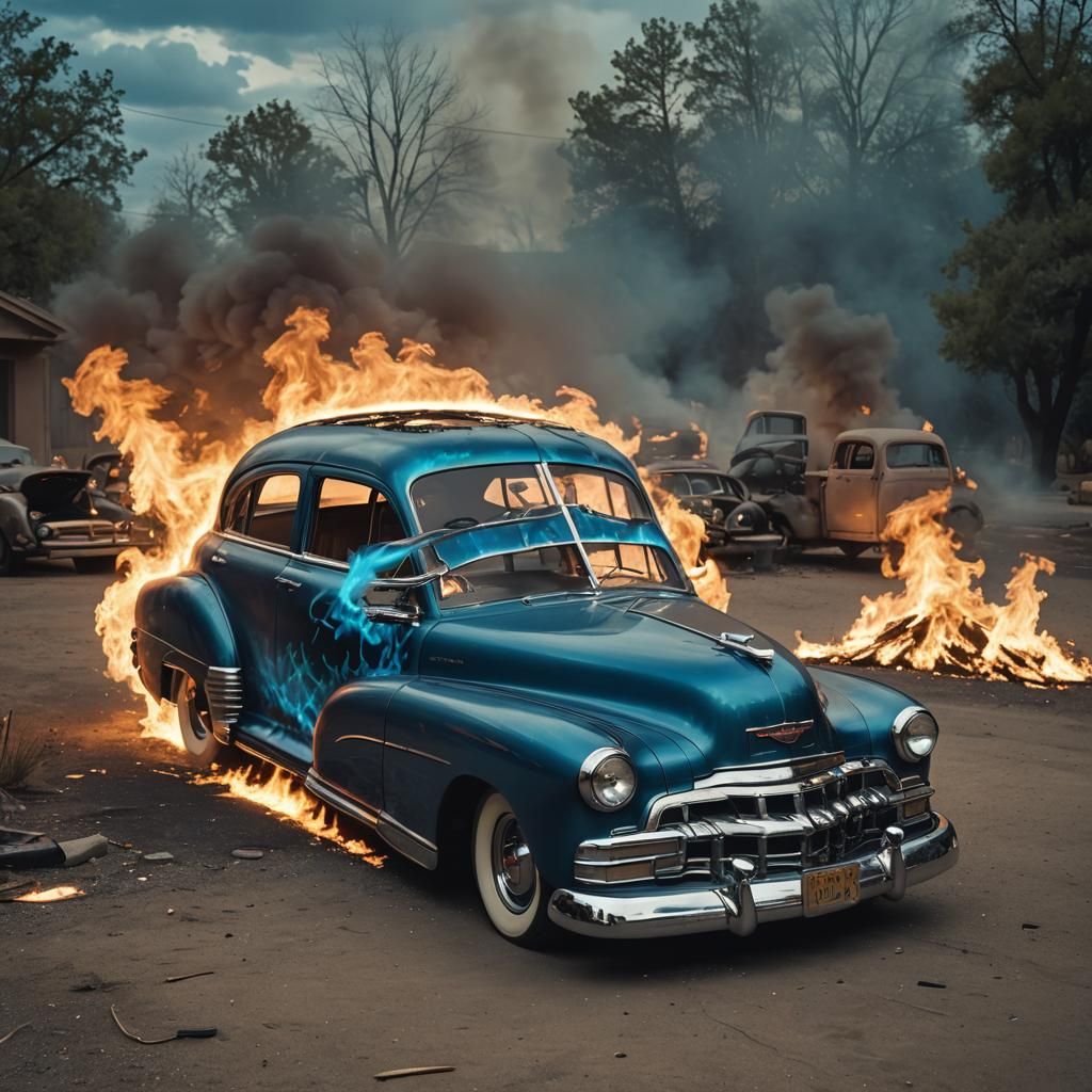1948 Chevy Aerosedan Fleetline Scene by Blue Flames